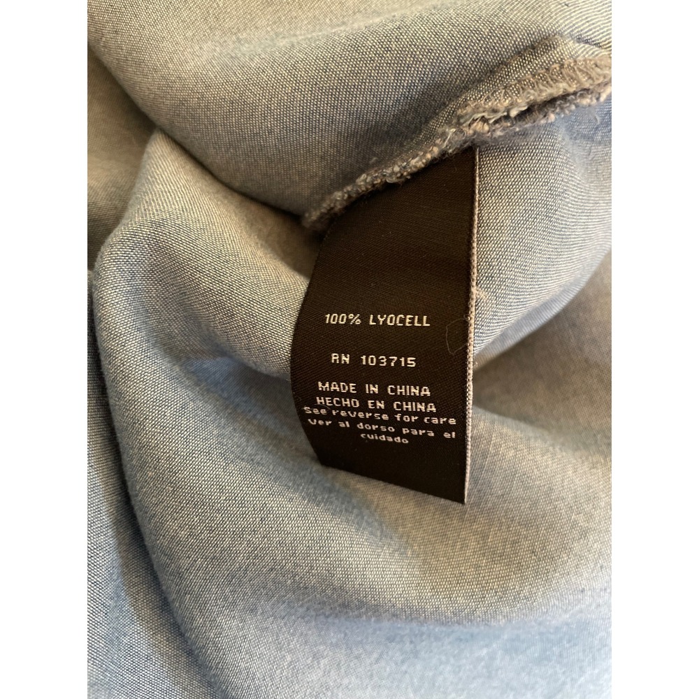 Zac & Rachel Size‎ 2X Blue Tencel Chambray Roll Tab Sleeve Tunic Coastal Casual - Picture 8 of 9